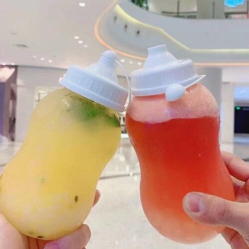 10pcs Net red PET plastic cold drink yogurt bottle 300ML 350ML 450ML 500ML 650ML 700ML clear cup party juice tea cup with lid