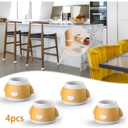 4pcs/set Silicone Chair Caps Universal Round&Square Table Foot Pads Non-Slip Reduce Noise Floor Protectors Furniture Leg Cover