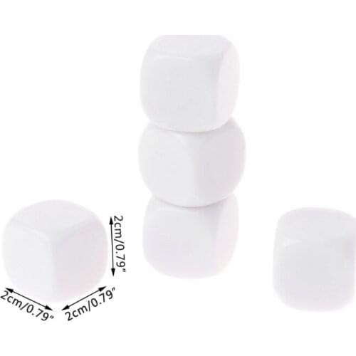 5pcs 20mm White Blank Acrylic Dice Kid DIY Write Painting Graffiti Family Games