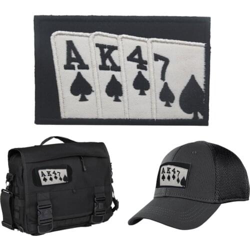 AK47 Playing Cards Patch Tactical Military Army Badge Hook Loop DIY Patches for Clothing Stickers Garment Bag Accessories