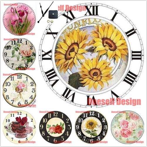 Flower diy diamond embroidery clock diy diamond mosaic sale rhinestone pictures diy diamond art kit decoration home wall sticker