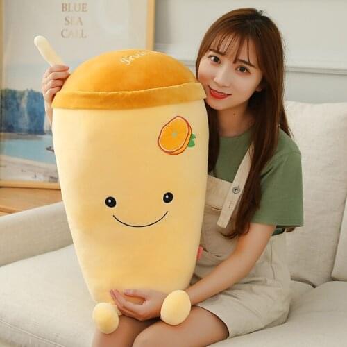 25~70cm Fruit Juice Bottle Cup Toy Fully Stuffed Bubble Tea Doll Avocado Orange Strawberry Grape Room Decor Kids