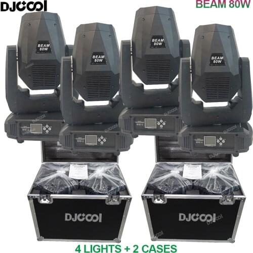 Free Duty case 4x Lyre Beam 80w LED Moving Head Lights Stage Sharpy Rainbow DJ Club Party Equipment Professional DMX Lights