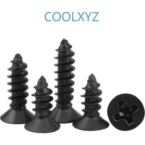 Black Cross Recessed Countersunk Flat Head Self Tapping Screw KA Phillips Cell Phone Small Screw M1.0M1.2M1.4M1.7 500Pcs