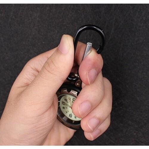 Digital Carabiner Watch Anti-oxidation Shock Resistance Vintage Climbing Hiking Clip on Quartz Watch for Outdoor