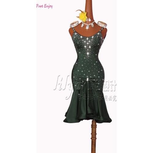 Gilrs latin dance clothing dress tassel stones sleeveless latin dance dress for women latin dance clothes lady dress XXS-6XL