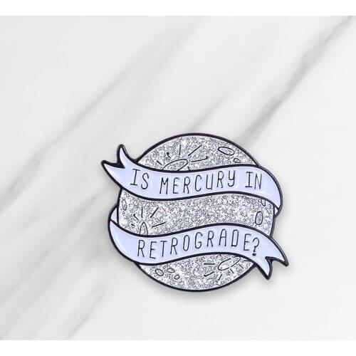 Enamel Brooch Retrograde Mercury Universe Sun Bag Clothes Lapel Pin Badge Punk Jewelry Gift For Friends