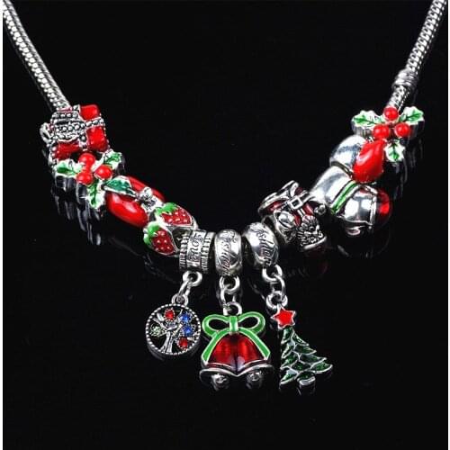 European Silver plated Mix Big Hole Loose Beads Charms Pendants For Jewelry Finding DIY Nceklace Bracelet Christmas Gift 20pcs