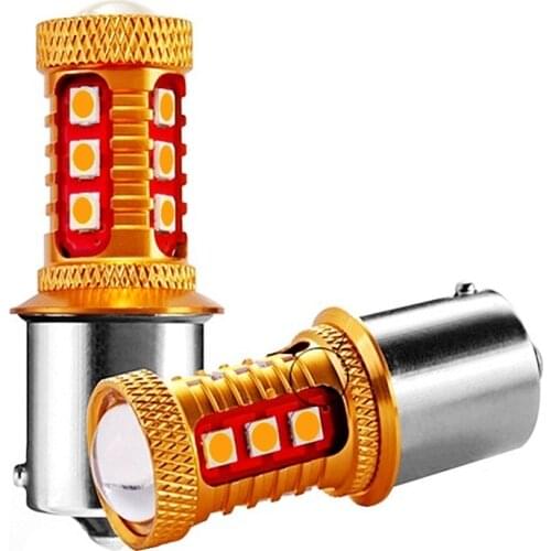 2PCS 1156PY 7507 PY21W BAU15S 1000Lm 15 SMD 3030 LED Car Rear Direction Indicator Lamp Auto Front Turn Signal Light Amber Yellow