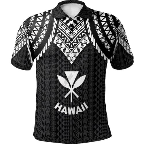 Hawaii Polo Shirt Polynesian Armor Style Black 3D Printed Polo Shirt Men Women Short Sleeve Summer T-shirt