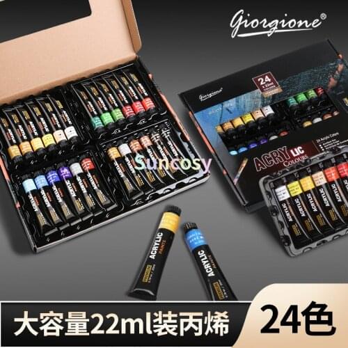 Giorgione 22ml Acrylic Color Pigments Set,24 Colors for Handing Painting Diy Wall Painting Fabric Drawing Waterproof Paint Set