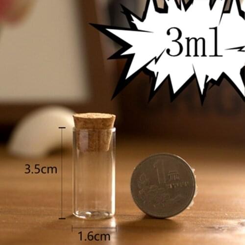 Hot sale1000pcs /lot 3ml Glass Tube with Cork, Mini Empty Glass Container, Small Glass Cork stoppered Tube,Glass Tube