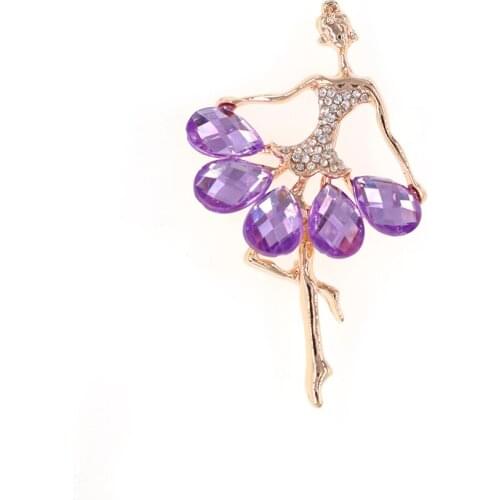 Guardian Angel Brooch Jewel Bouquet Crystal Dancing Girl Brooch Pin