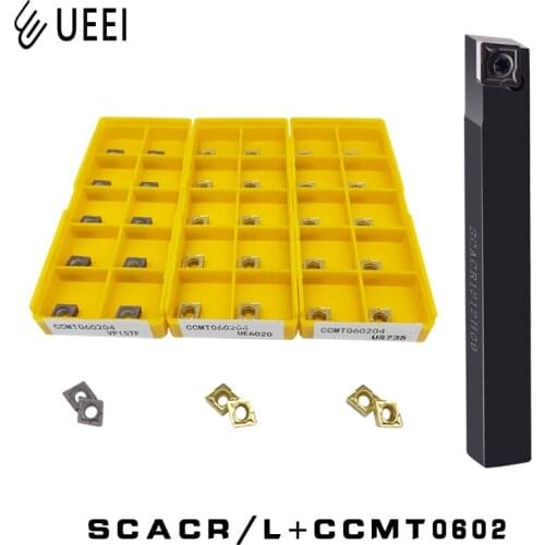 1pc SCACR/L0808F06 1010F06 1212F06 Lathe Turning Tool+10pcs CCMT060204 CCMT060208 VP15TF UE6020 US735 turning insert