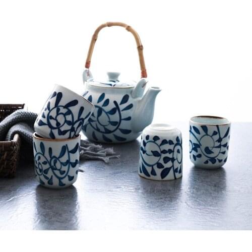 Japanese style ceramic tea set household simple whole set lifting beam kungfu teapot tea cup pot porcelain teaware