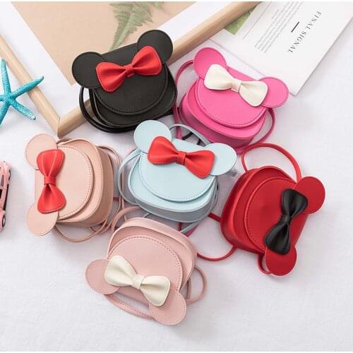 2019 Girl Coin Purse Handbag Children Wallet Small Coin Box Bag Cute Mouse Bow Kid Money Bag Baby Rabbit Shoulder Bag Purse