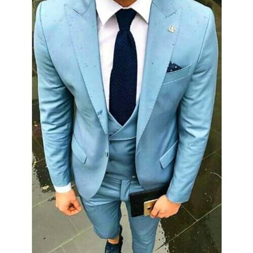 Handsome Groomsmen Peak Lapel Groom Tuxedos Wedding Dress Men Suits Blazer Prom Dinner (Jacket+Pants+Tie+Vest) A732