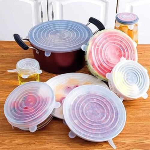 6pcs silicone caps Stretch Lids Universal Silicone Food Wrap Bowl Pot Lid Silicone Cover Pan Cooking Kitchen Accessories