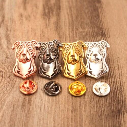 Mdogm American Staffordshire Terrier Brooches And Pins Wholesale Suit Cute Funny Metal Small Collar Badges For Male Men B050