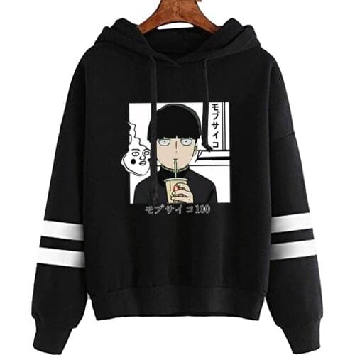 Mens Hoodies Mob Psycho 100 Pullovers Hoodies Sweatshirts 90s Anime Hoody Streetwear Tops