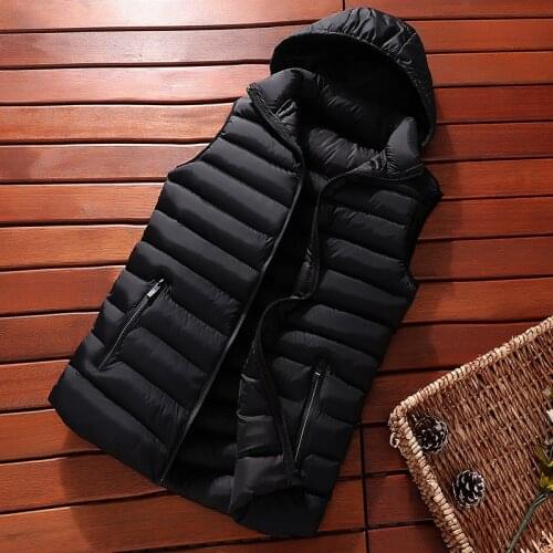 8XL Men' Winter Sleeveless Jacket Men Down Vest Warm Thick Hooded Coats Male Cotton-Padded Work Waistcoat Gilet Homme Vest
