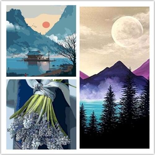 40×50cm Sketch Painting By Number Scenery Handpainted Kits Canvas Drawing Acrylic Paints Art Unique Gift Wall Decor