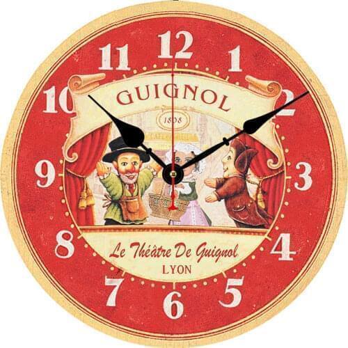 Wall Clocks Battery Operated Non Ticking 12 Inch - Vintage Work People Kitchen Red Wall Clock Silent - Analog Quartz Clock
