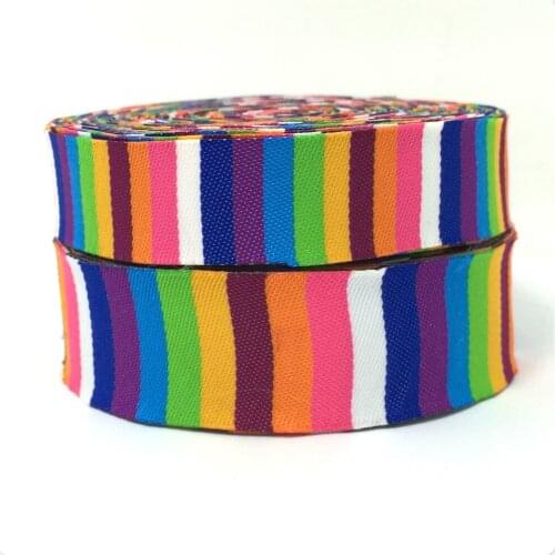 2016 NEW 7/8" 22MM AND 5/8" 16MM 10Y/SETS 100% polyester single face Woven Jacquard lace Multicolored stripe DOG RIBBON
