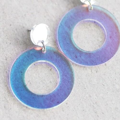 New Fashion Hollow Out Big Circle Acrylic Earrings for Women Girls Geometric Simple Color-changing Dangle Earrings Brincos Mujer