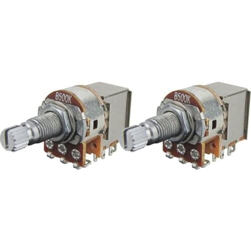 NEW 2pcs Long Split Shaft Push Pull Guitar Pots Potentiometer B500K Linear Taper
