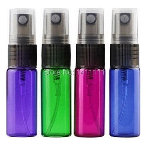 Wholesale 1000pcs/lot 5ml 1/6oz glass fragrant liquid Fine mist Perfume Atomizer Refillable Spray Empty Bottle Green pink