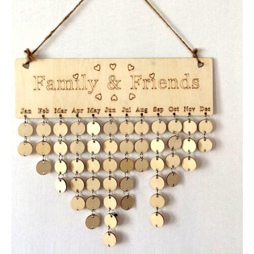 Special Days Family Friend Birthday Dates Sign Calendar Reminder Wood Board DIY Craft Pendant Wall Hanging Decor for Living Room