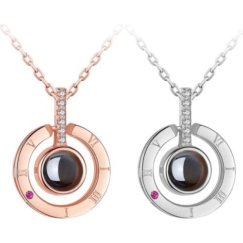 18KGP Rose Gold Silver Color Titanium Steel Projection I LOVE YOU Pendant Necklace Lady Fashion 316L Stainless Jewelry (GN206)