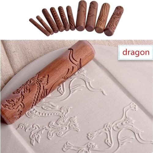 Clay Press Pottery Tools Wood Rolling Pins Caving Scraping Tool Roll Pressed Printing Polymer Texture Sheets Ceramic Tools