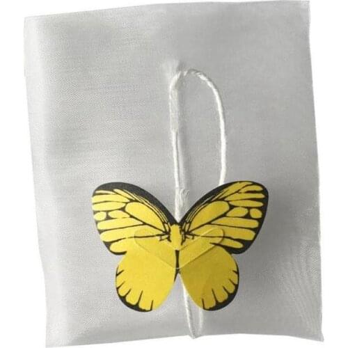 Empty Nylon Tea Bag With String Heat Seal Filter Paper Loose Tea Bags Infuser Strainer Butterfly Label 5.8*7cm