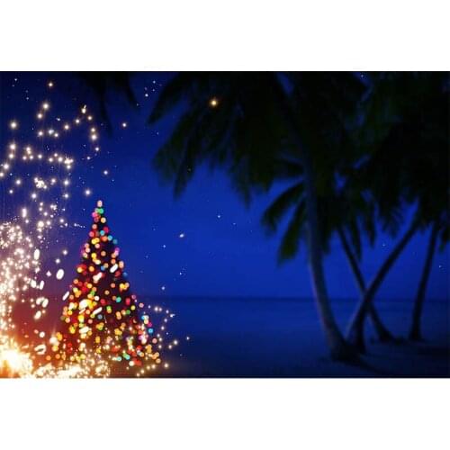 Christmas Backdrops Winter Coconut Tree Seaside Beach Bokeh Child Photography Background Photoshoot Studio Decor Props Photozone