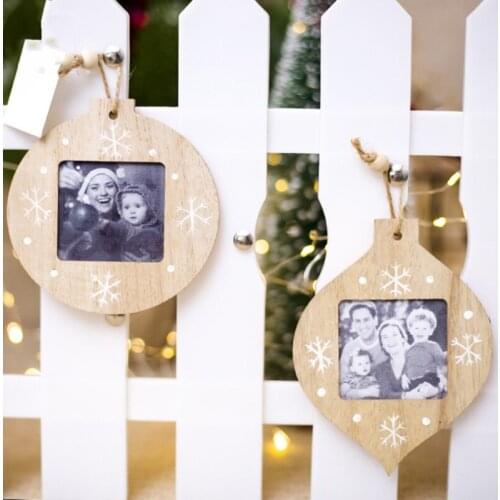 Christmas Party Decoration Ornaments Xmas Tree Wooden Photo Frame Mini DIY Pendant Home Bedroom Scene Layout Decor Hanging Props