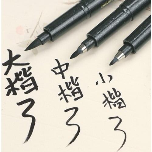 3Pcs Different Nib Felt Tip Refillable Ink Pen for Writing Calligraphy Caligrafia Signature Writing Brush Painting