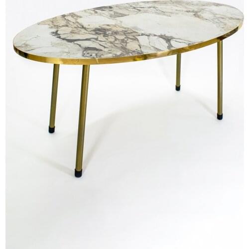 Medium Coffee Table Ellipse Gold Metal Toe Ephesus Gold