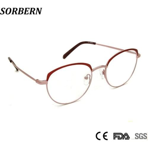SORBERN Fashion Vintage Retro Alloy Metal Optical Frame Round Nerd Glasses Clear Lens Women Eyeglasses Spectalces Fake Glasses