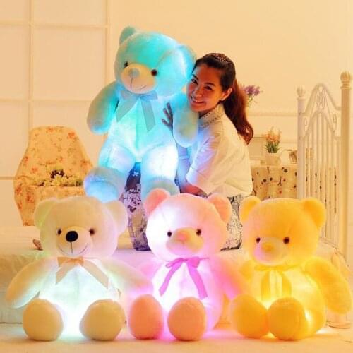 30-75cm Luminous Plush Toy Teddy Bear Doll Plush Bow Tie Teddy Bear Doll Cushion Pillow Girls Birthday Gift Childrens Gift