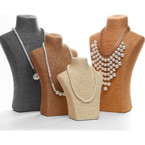 Hemp Rope Necklace Display Stand Holder Nice New Design Necklace Hanger High Quality Jewelry Display Bust Model Rack