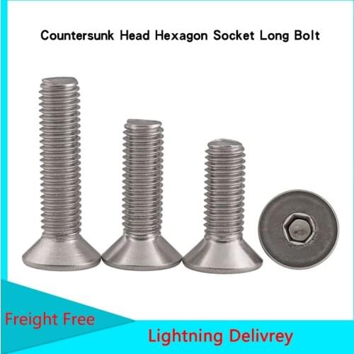 Countersunk Head Hexagon Socket Long Bolt 316 Stainless Steel Hex Socket Flat Head Machine Long Screws KM DIN7991 M4-10 2PCS