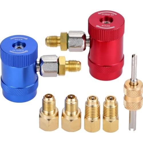 High Low Side Quick Couplers Adapter R1234yf 17mm/14mm Manual Connector Adapters 1/4SAE Adapters and 1/4 Female 1/2 Adapters