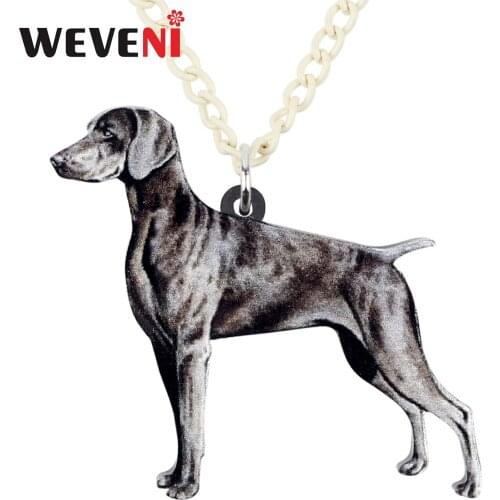 WEVENI Statement Acrylic Weimaraner Dog Necklace Pendant Chain Collar Novelty Animal Jewelry For Women Girls Teens Wholesale New
