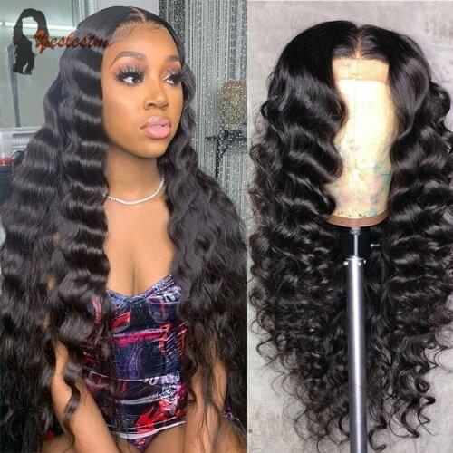 Yeslestm Loose Deep Wave Lace Front Wigs Human Hair Lace Wigs Brazilian Remy Hair Deep Curly Lace Front Wig For Black Women 30