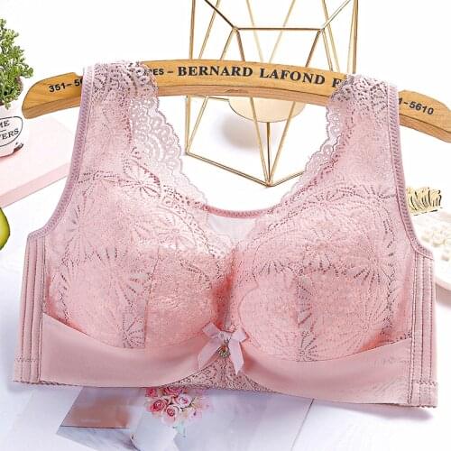 Plus Size Sexy Lace Bras Women C D E Cup Wirel Free Thin Bra Female Bralette Brassiere Lady Underwere Big Bust 36 To 46