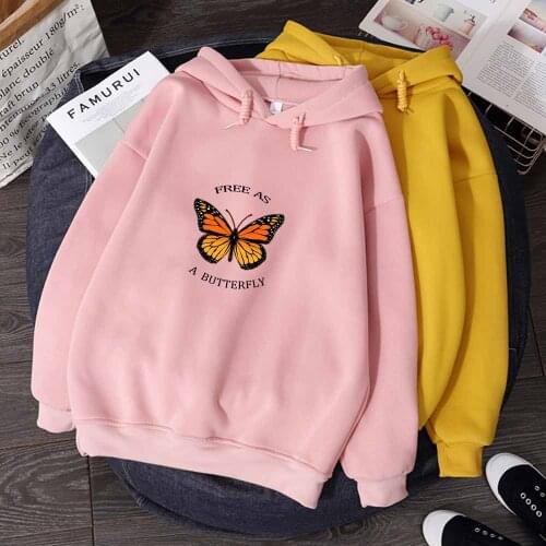 Butterfly Top New Hoodies Gothic Sweatshirt Y2k Clothes Oversized Pullover Women Spring Autumn Letter Print Harajuku Long Sleeve