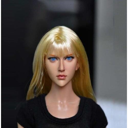 1/6 Golden Hair Blue Eyes Female Head Sculpture Soldier Parts Accessories Suitable For 12-Inch Dolls Gift Collection