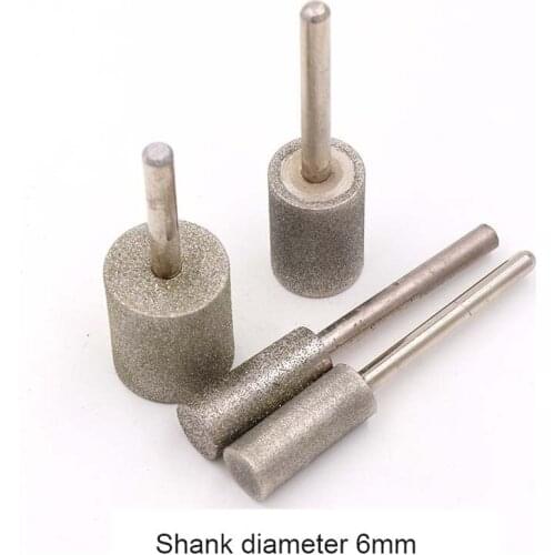 1PCS Shank 6mm Cylinder Diamond Grinder Head Polishing Jade Carving Agate Abrasive Tool Diameter 6-30mm